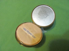 Vintage Royale Pressed Powder Compact Mirror Gold Tone Crown Makeup.