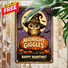 Custom Halloween Pumpkin Full Moon Spooky Haunted House Gate Metal Wall Sign