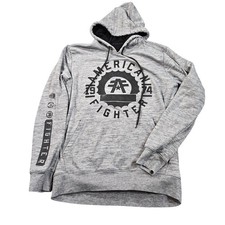 American Fighter Hoodie Sweatshirt Mens Medium Gray Graphic Fleece Pullover