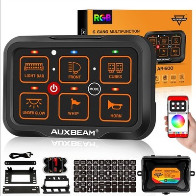 AUXBEAM 6 Gang RGB AR-600 Switch Panel Control Relay ON-Off bluetooth System