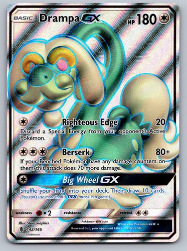 Drampa GX (Full Art) 142/145 Holo Ultra Rare Guardians Rising Pokemon LP