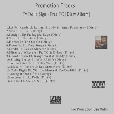 R&B/Soul.. White CD. Ty Dolla $ign - Free TC [Dirty Album]