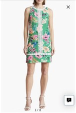 Eliza J Sleeveless Floral Embroidered Lace Trim A-Line Sheath dress Size 14 NWOT