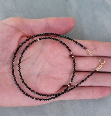 2 mm Schwarzer Onyx Facettierte Runde Edelstein Perlen Gold Gefüllt Männer Fr...