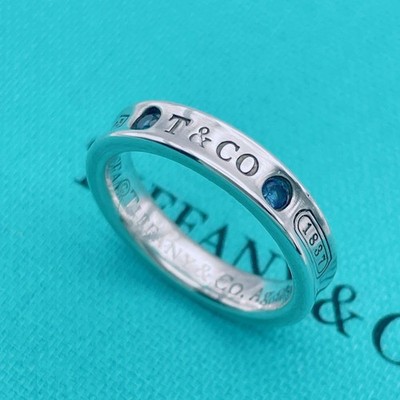 TIFFANY & Co. Montana Sapphire Ring 1837 Silver Size 4 Accessories