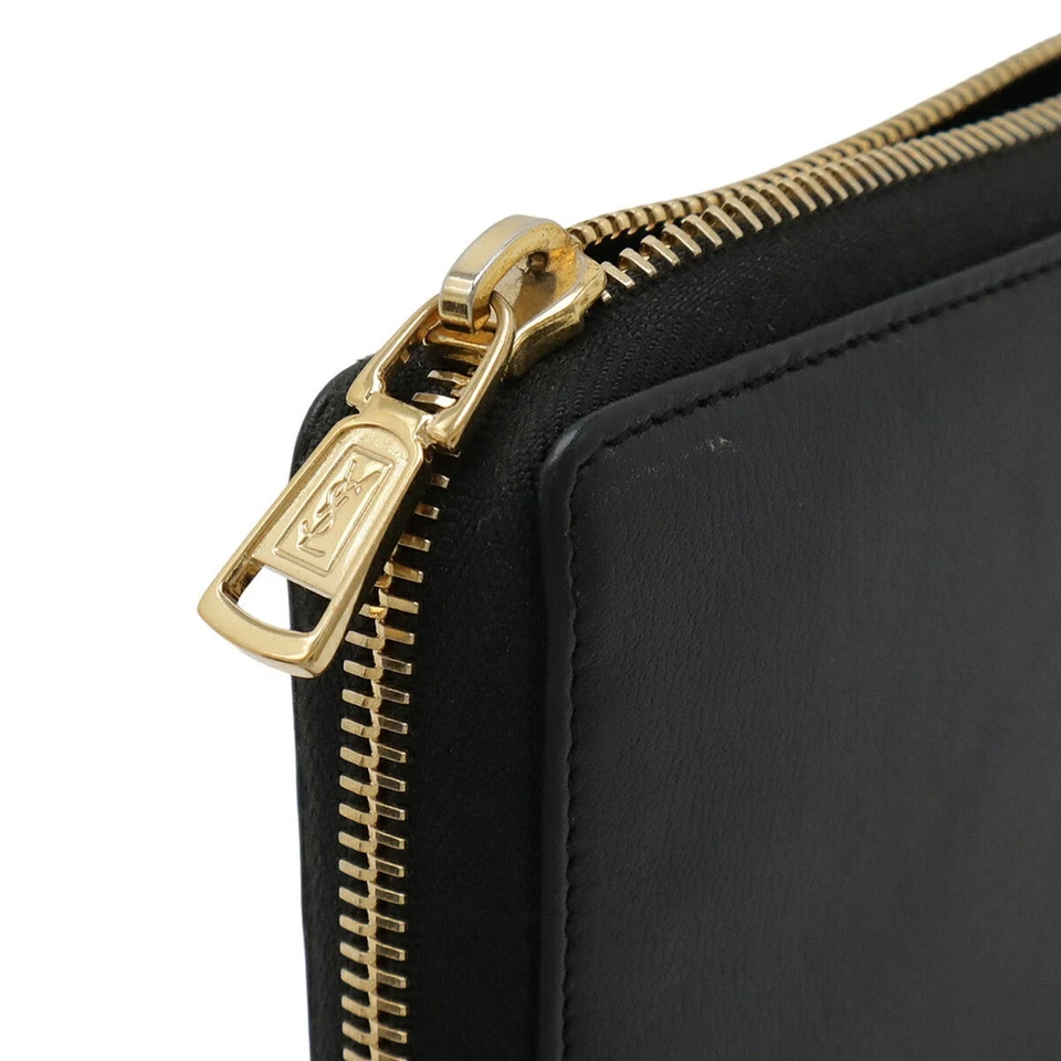 Бумажник женский Yves Saint Laurent кожаный на молнии черный один размер - Изображение 4 из 4