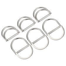 Double D-Ring Buckles, 6pcs 50mm 1.97" Metal Adjustable D Rings, Silver Tone