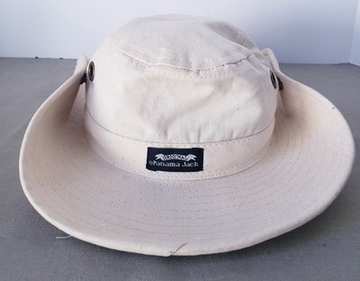 VTG Panama Jack Mens Original Safari Boonie Hat Cream Cotton Wide Brim Sun Small