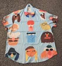 The Muppets Button Shirt Retro Theme Fashion Mens XL New 80s Rowlf Gonzo Etc