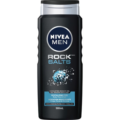 Nivea MEN Rock Salts Exfoliating Shower Gel Enriched Pulverized Salts 500ml NEW