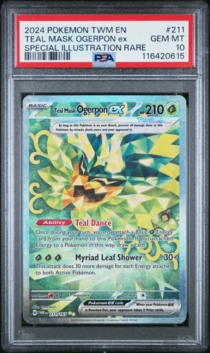 2024 POKEMON TWM EN-TWILIGHT MASQUERADE #211 TEAL MASK OGERPON EX PSA 10