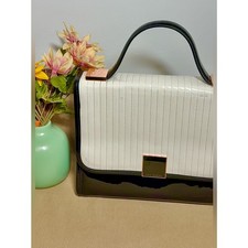 Ted Baker London SAVANAH Satchel Black and White Top-Handle Crossbody Strap