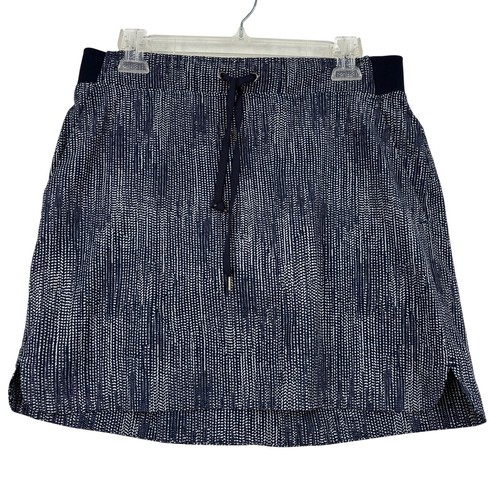 Athleta Skort Size 10 Navy Blue Dots Built In Shorts Athletic Pull On Stretch