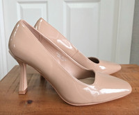 💗New Linzi Colette Mocha Patent Squared Toe Stiletto Court Heels Size UK 6 BN💗