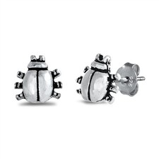 Sterling Silver Nature Ladybug Bug Insect Cute Animal Stud Earrings 925 New
