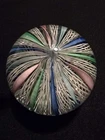 Vintage Latticino Ribbons Murano Art Glass Paperweight White Lace Pastel Colors