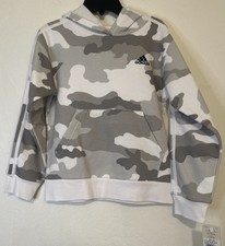 Adidas Boy's Long Sleeve White Grey Camo Hoodie US Small 8 