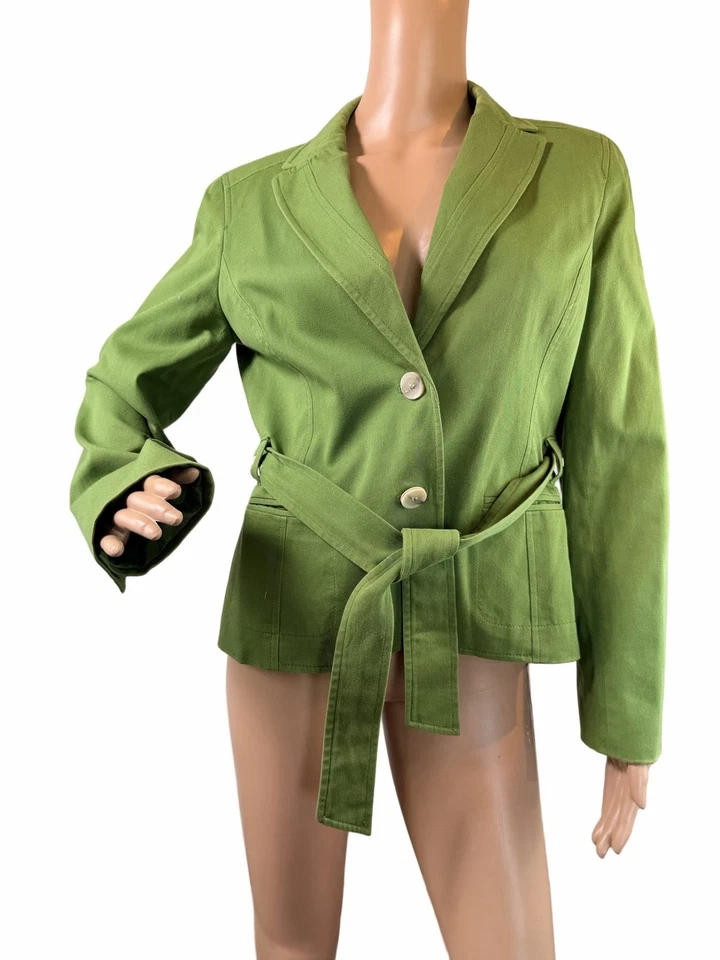 Chaqueta Blazer Para Mujer Nine West Verde con Cinturón Talla 8 Elegante Corogore Oficina de Negocios Foto 2 de 4