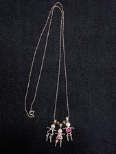 Vintage 925 Sterling Silver 1 Boy 2 Girls Birthstone Charms Bead Necklace