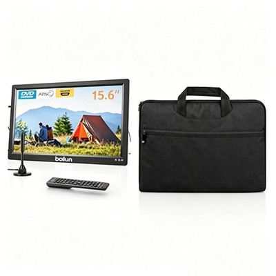 15.6''Portable TV with Antenna & Carrying Bag Built-in DVD Player 5000mAh Battery
