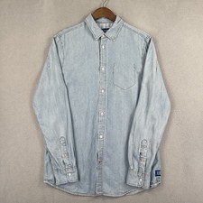 Scotch Soda Shirt Men  s Medium Blue Chambray Long Sleeve Button Up Casual Pocket