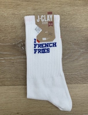 Tennissocken Weiß ''I LOVE FRENCH FRIES'' Perfekter Halt Gr. 35-38 (A5)