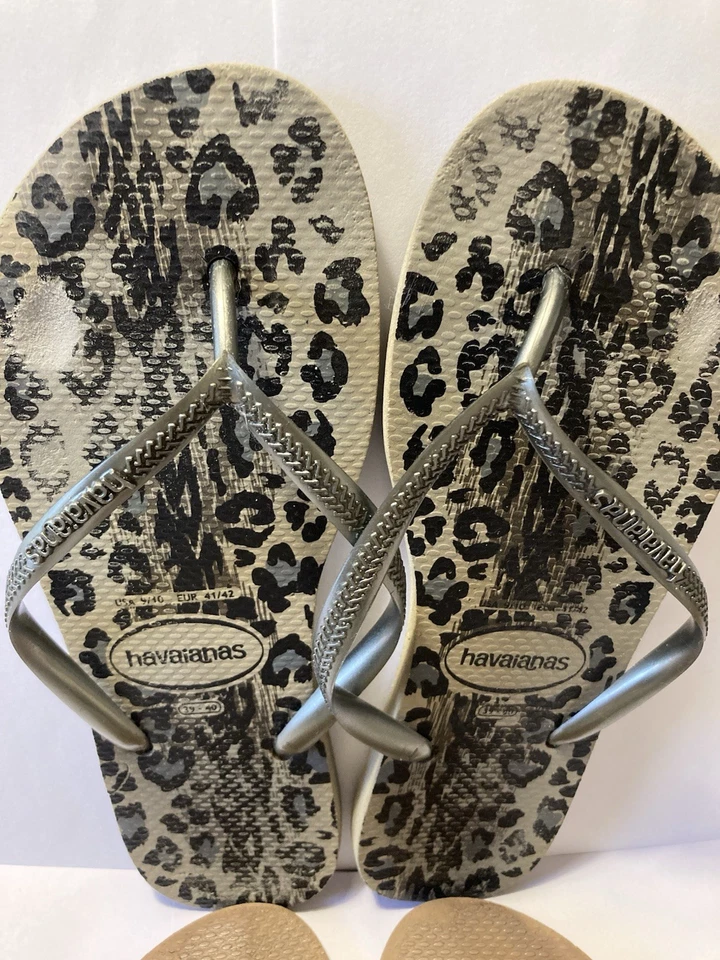 Havaianas Womens Thongs Flip Flops X 2,Size US 9-10,39-40,Slim straps,Gold - image 3 of 4