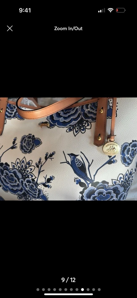 Brahmin Blue Delft Duxbury Tote Floral Blue bag bundle - Image 3 of 4