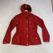 Lauren Ralph Lauren Red Utility Jacket Hooded Gold Snaps Drawstring XS