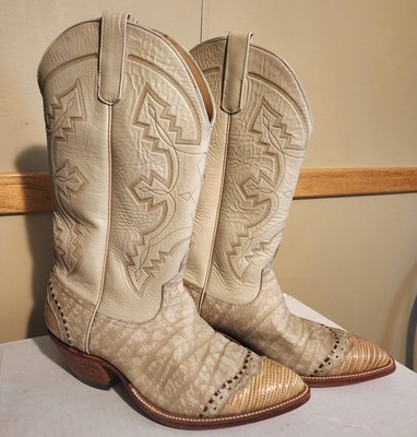 Anderson Bean Cowboy Boots Bone Wild Cape Bison Excellent Original Box Sz 9