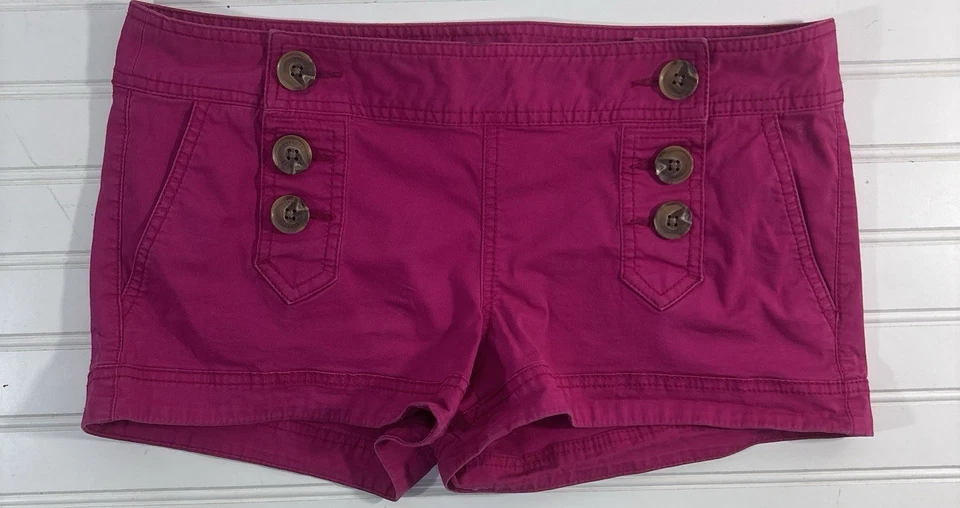 Pantalones Cortos Marinero Express Abotonados Rosa Caliente Bolsillos con Solapa y2k 2000s Para Mujer Talla 6 Foto 2 de 4
