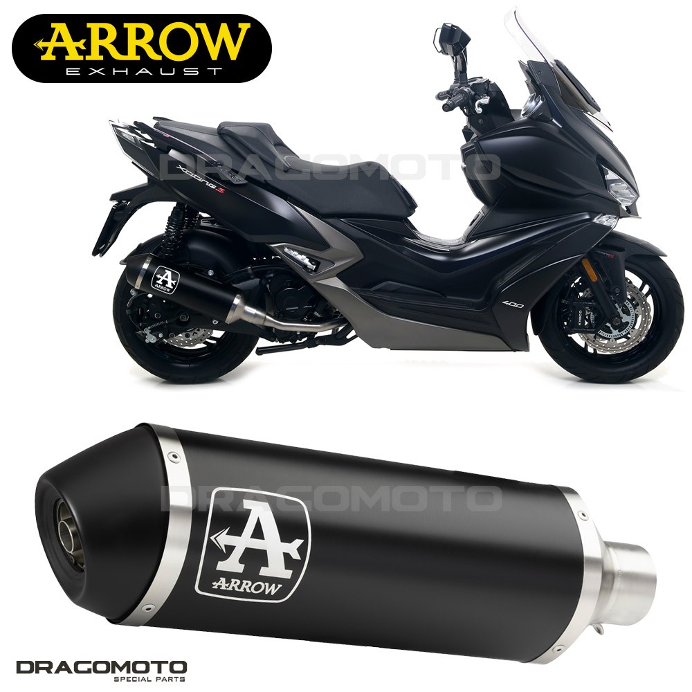 Silencieux Arrow Urban améliore la sonorité du Kymco Xciting 400i S 2019 en alu noir