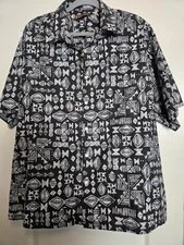 Tori Richard Hawaiian Shirt Mens XL Navy Patterned Short Sleeve Button Up