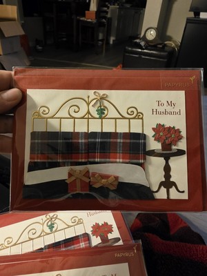 Papyrus Christmas Card -  To My Husband  3D Bed Brand New Holiday Love Red 