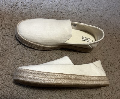 Toms Wear Good Women s New Shoes Espadrilles Platform Ivory Textile Size 9