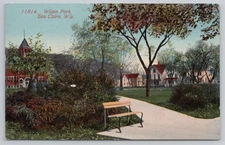 Postcard Park Bench in Wilson Park in Eau Claire, WI.