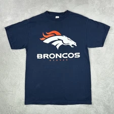 Vintage Denver Broncos Shirt Mens Large Blue NFL Football Logo 7 Graphic 90s