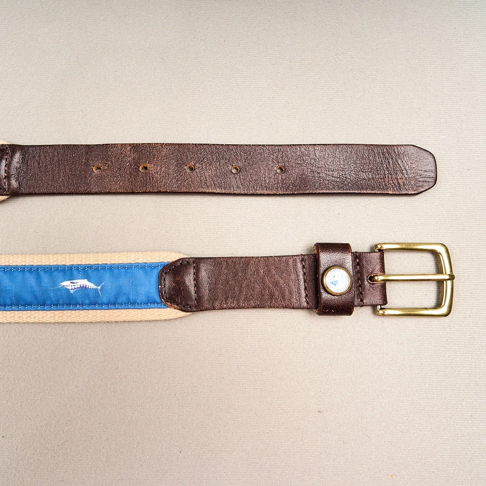 Cinturón Southern Tide para hombre 42 cinta azul logotipo marlín Foto 2 de 4