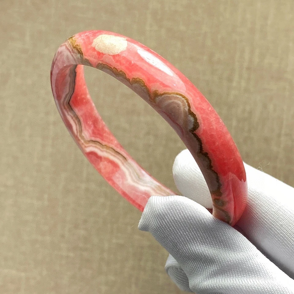 Brazalete hecho a mano de cristal de rodocrosita rojo natural de 55,8 mm AAAA Foto 4 de 4