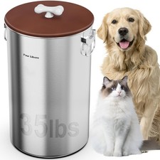 35 Lbs Stainless Steel Dog Food Storage Container with Airtight Lid  Ceramic...