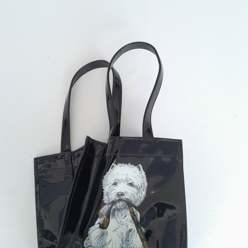 HARRODS Borsa Tote Nera Mini Donna PVC Cane Grafica Borsa Shopper - Foto 7 di 8