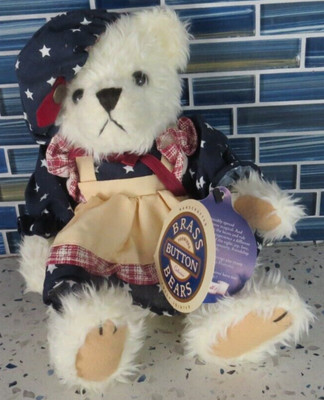 BRASS BUTTON BEAR Opal Love Love Good Fortune Patriotic Plush w tag