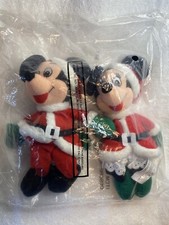 DISNEY Christmas 9" SANTA MICKEY  MRS. CLAUS MINNIE MOUSE Beanbag Plush Stuffed