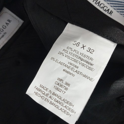Haggar Premium Dress Pants Men's 36x32 Black Straight Fit Flat Front Flex Waist - Picture 6 of 8