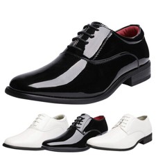 Men Faux Patent Leather Dress Shoes Classic Formal Oxford Shoes