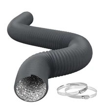 4 Inch 8 Feet Aluminum Ducting Ventilation and Exhaust with 2 Clamps Gray