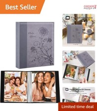 Elegant 2-Pack 4x6 Photo Album with 26 Clear Pages - Grey Faux Leather