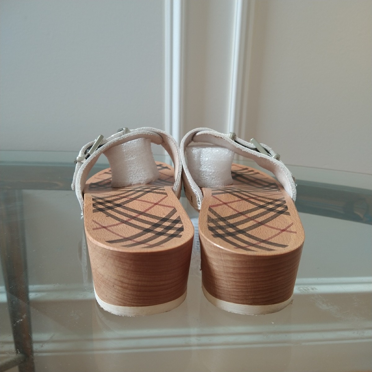 BURBERRY Nova Check Buckle Clog Slide Sandals Women's 38