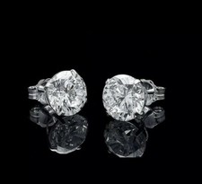 2.00 CT ROUND CUT VVS1/D LAB CREATED STUD EARRINGS 14K WHITE GOLD 7MM PUSH BACK