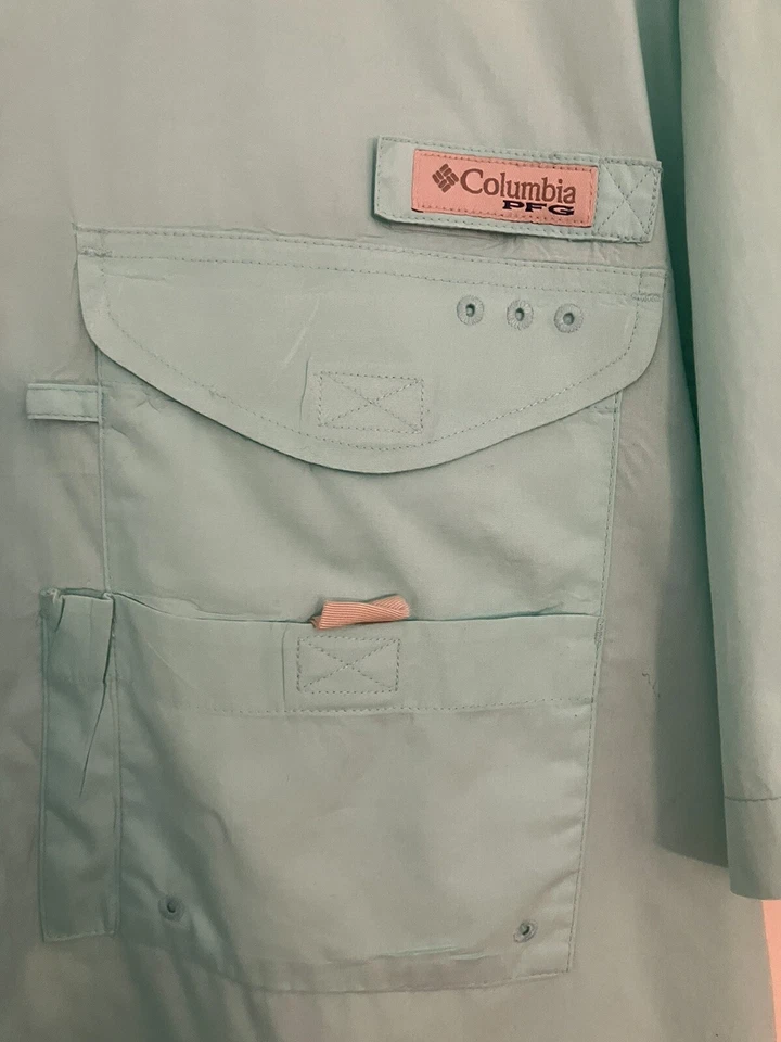 Camisa Columbia Verde Talla Mediana Rendimiento Equipo de Pesca Hombres Manga Larga Foto 3 de 4